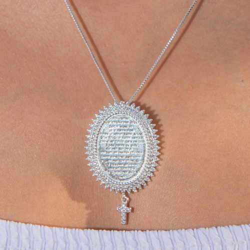 Colar Mandala  Pai Nosso Zirc Prata